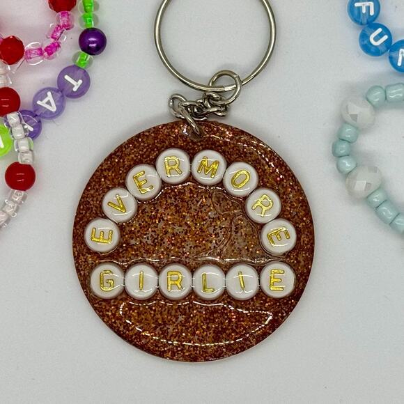 Handmade Swiftie-Inspired Resin Keychain – "Evermore Girlie" - Picture 1 of 5